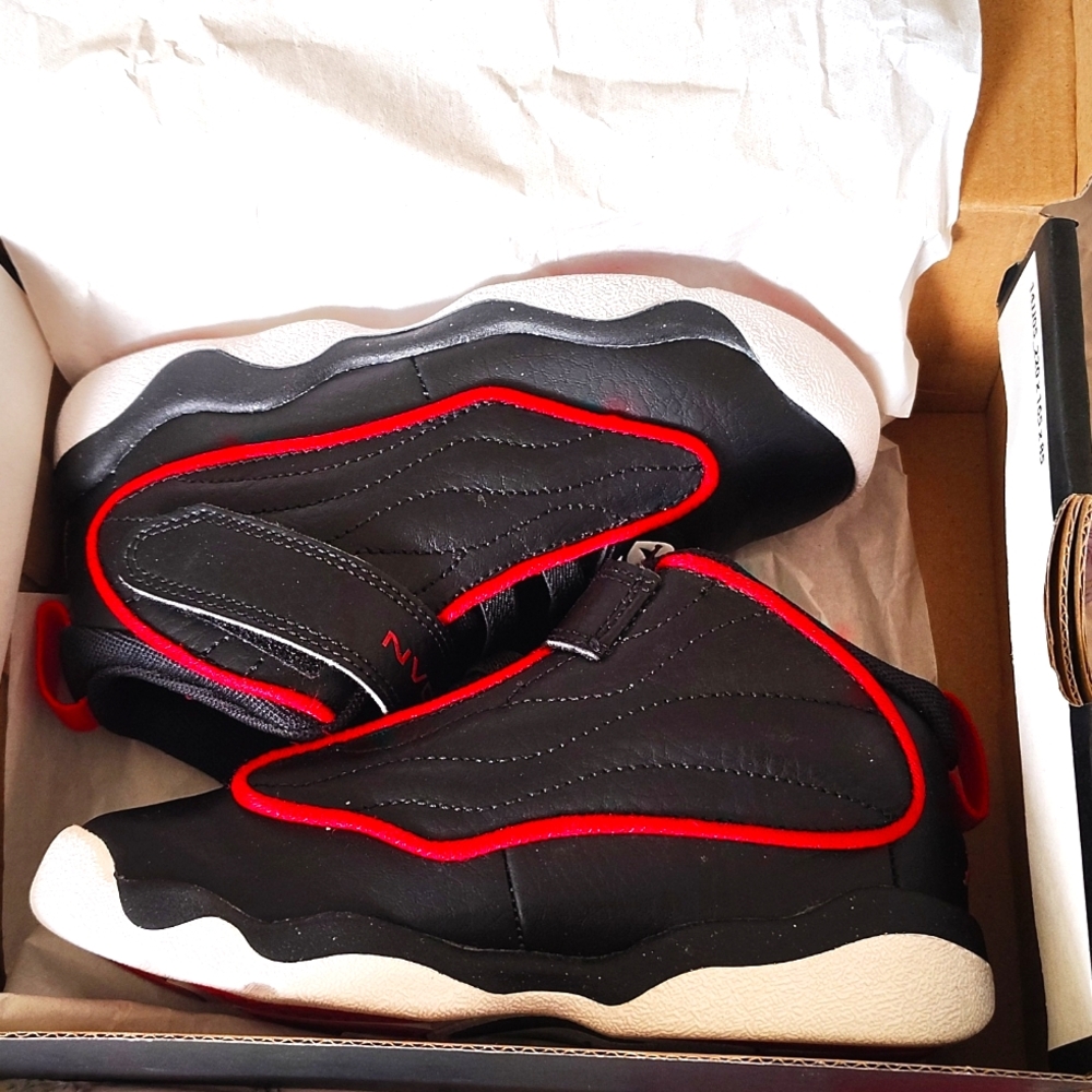 Black, Red and White Boys Jordon Pro Size 10